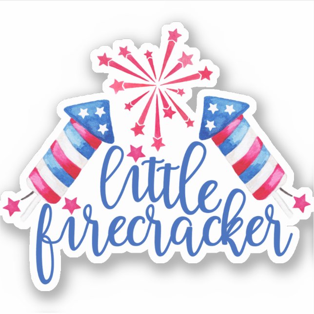 Pegatina Little Firecracker 4 of July Red White & Blue (Anverso)