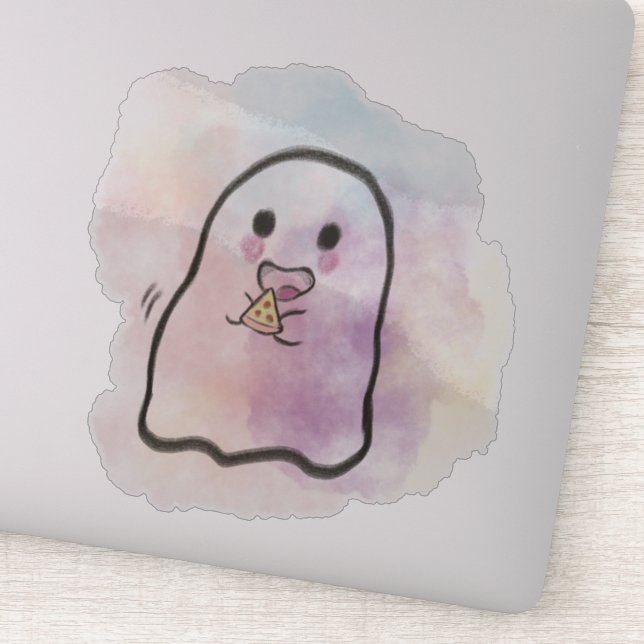 Pegatina Little ghost eats pizza  (Detalle)