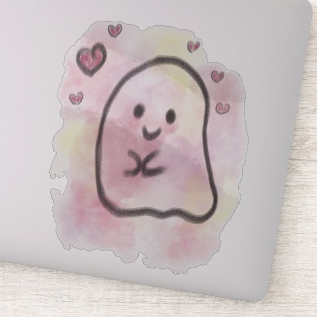 Pegatina Little ghost is in love (Detalle)