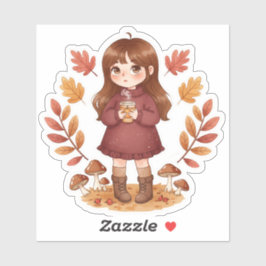 Pegatina Little girl autumn sticker