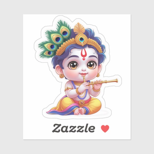 Pegatina Little Krishna - Sticker de Dios Hindú (Hoja)