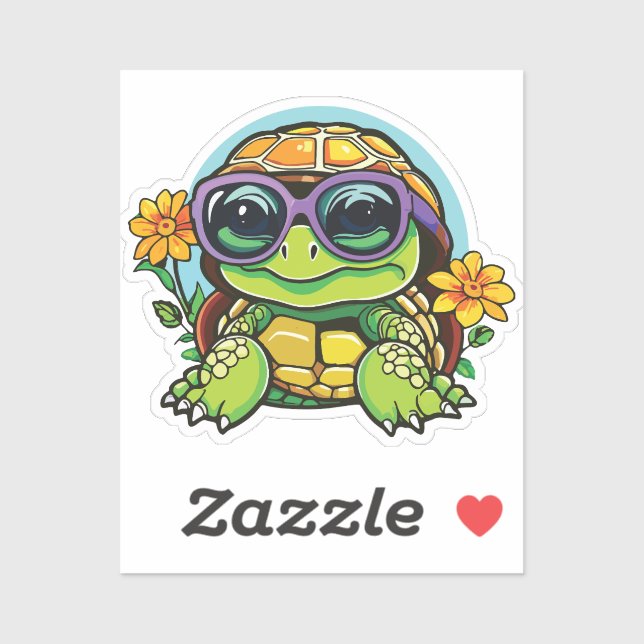 Pegatina Little Turtle Sticker with Glasses - Smart Baby Tu (Hoja)