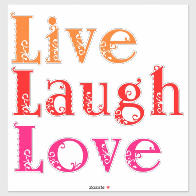 Pegatina Live Laugh Love (Hoja)