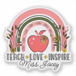 Pegatina Live Love Teach Rainbow Teacher Apreciación