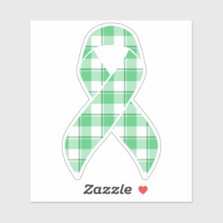 Pegatina Liver Cancer Awareness Plaid Green Ribbon