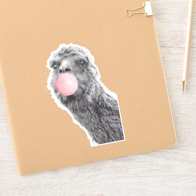 Pegatina Llama Alpaca Soplando Chicle Lindo (Cuaderno)