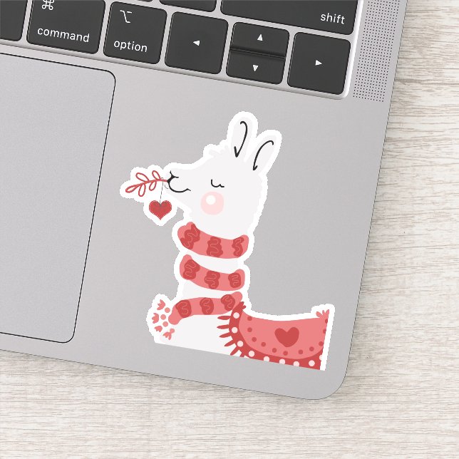 Pegatina Llama amor lindo rosa (Detalle)