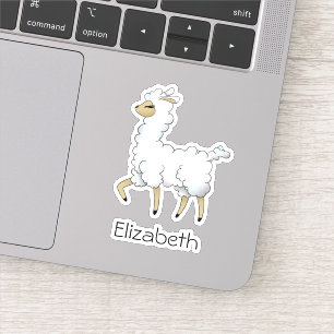 Pegatina Llama blanca hermosa con su vinilo conocido
