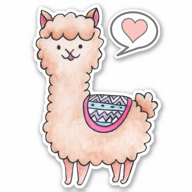 Pegatina Llama del Corazón (Anverso)