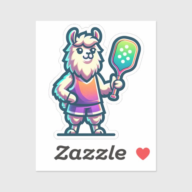 Pegatina LLAMA - Diversión del jugador de la cancha de masc (Hoja)