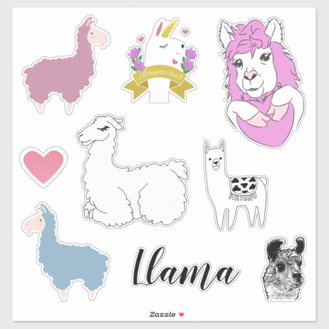 Pegatina Llama divertida (Hoja)