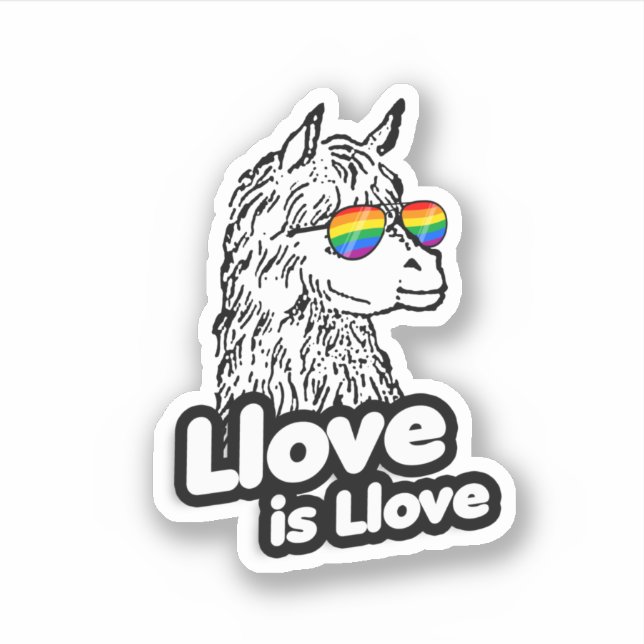 Pegatina Llama: El amor es amor (Anverso)