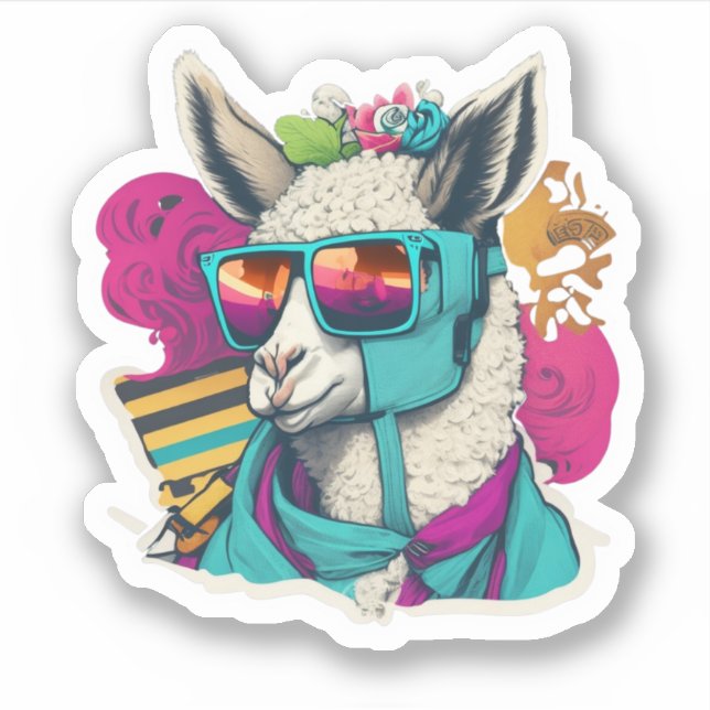 Pegatina Llama Explora Nuestro Adorable Sticker de Llama (Anverso)