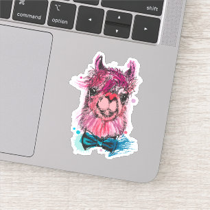 Pegatina Llama rosada cuta