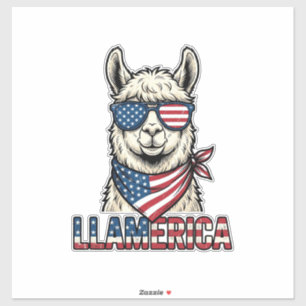 Pegatina Llamerica Llama Patriótico Diseño Vector Vintage_1