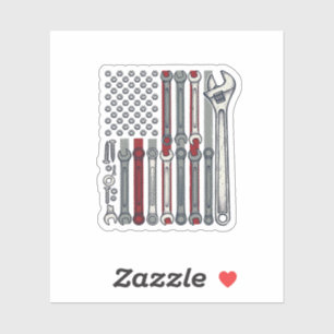 Pegatina Llave mecánica bandera grabado vintage vector desi