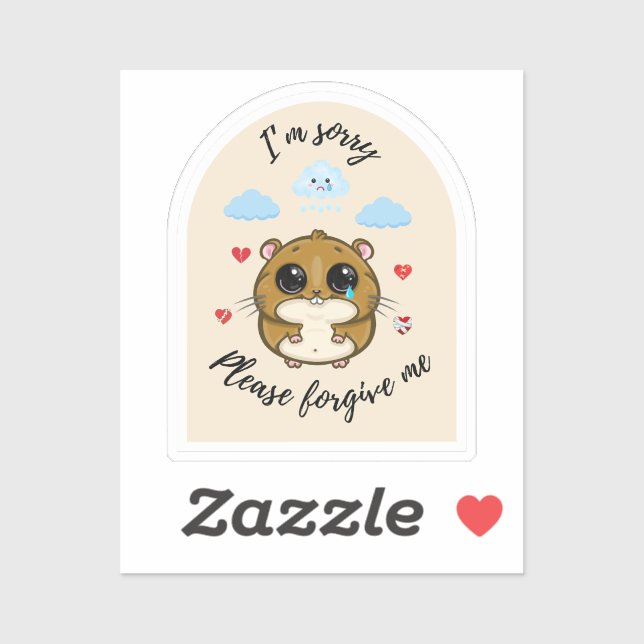 Pegatina Lo siento, por favor perdóname - Triste Hamster (Hoja)