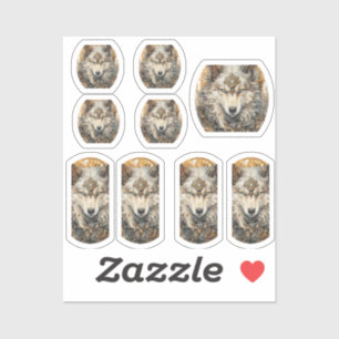 Pegatina Lobo blanco Steampunk Solarpunk