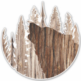 Pegatina Lobo de Howling en Madera Texturada