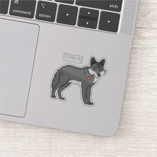 Pegatina Lobo gris con ilustracion de personalizado de tube
