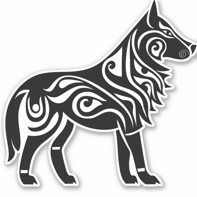 Pegatina Lobo nórdico céltico Knotwork (Anverso)