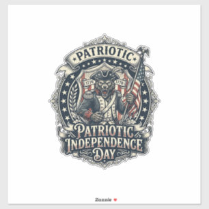 Pegatina Lobo Patriota Patriótico Horror Monstruo Patriota