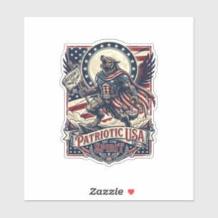 Pegatina Lobo Patriota Patriótico Horror Monstruo Patriota