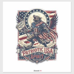 Pegatina Lobo Patriota Patriótico Horror Monstruo Patriota