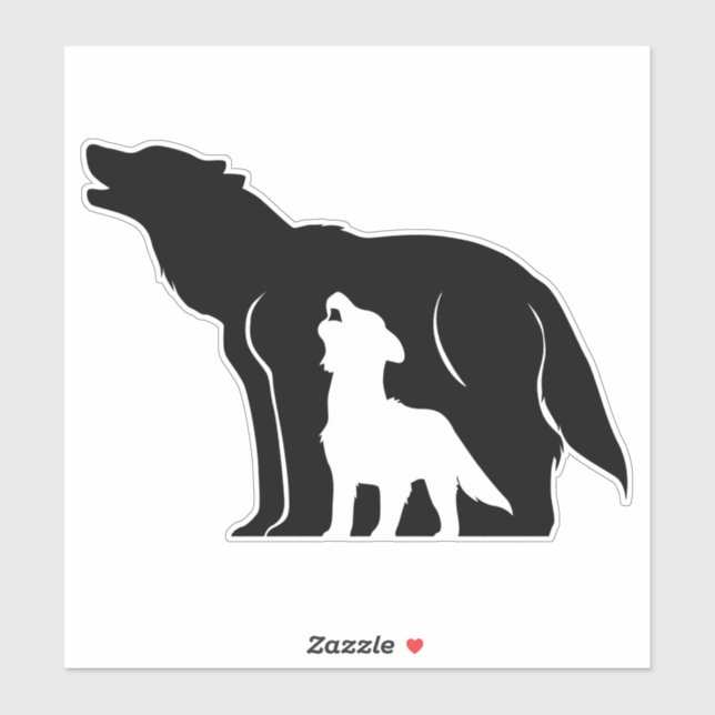 Pegatina Lobos blancos y negros (Hoja)