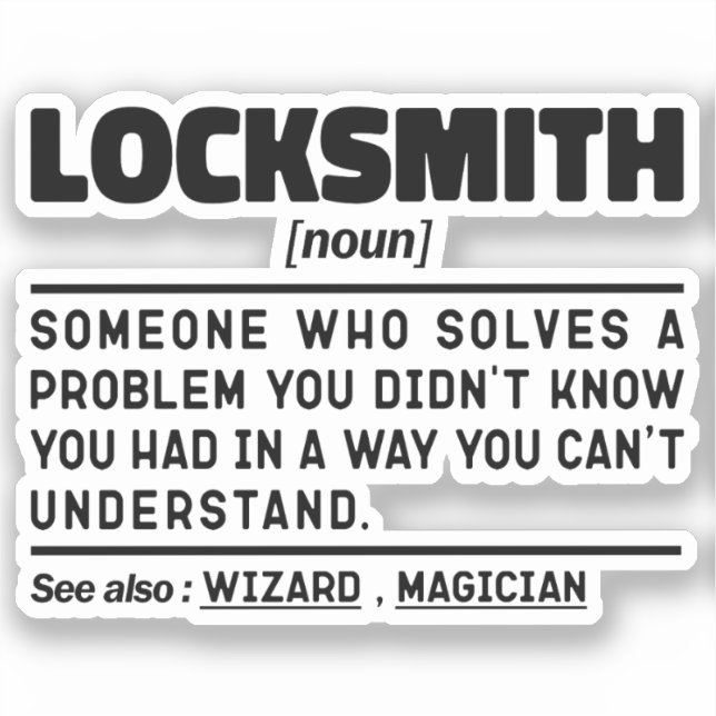 Pegatina Locksmith Noun Certified Lock Reparer Technier (Anverso)