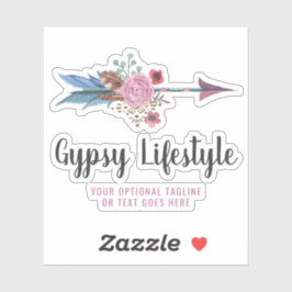 Pegatina Logo Boho Rustic Feather Arrow Watercolor Bohemia