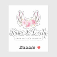 Logo Boutique de Rubor Pink Rustic Floral Antlers