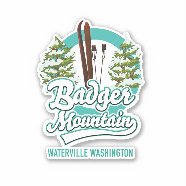 Pegatina Logo de Badger Mountain Waterville Washington Ski (Anverso)