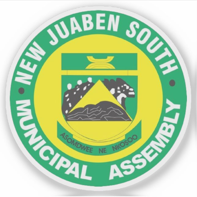 Pegatina Logo de la Asamblea Municipal del Nuevo Juaben Sur (Anverso)