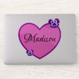 Pegatina Logo De Madison Name Con Pansies,