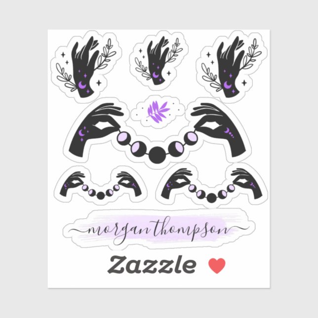 Pegatina Logo de nombres personalizados para las manos y la (Hoja)