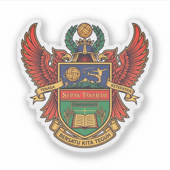 Pegatina Logo de Sepak Takraw estilo heráldico (Anverso)
