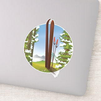 Pegatina Logo de viaje de esquí retro personalizado