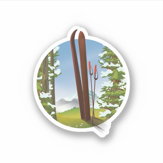 Pegatina Logo de viaje de esquí retro personalizado (Anverso)