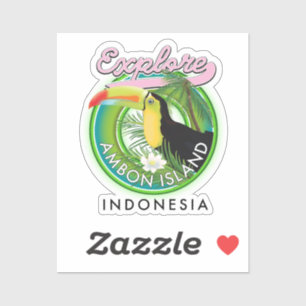 Pegatina Logo de viaje de la isla de Ambon Indonesia