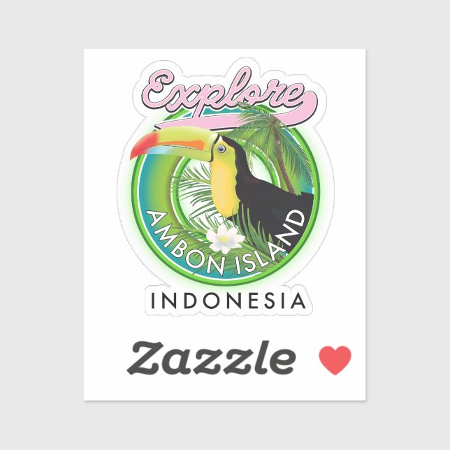 Pegatina Logo de viaje de la isla de Ambon Indonesia (Hoja)