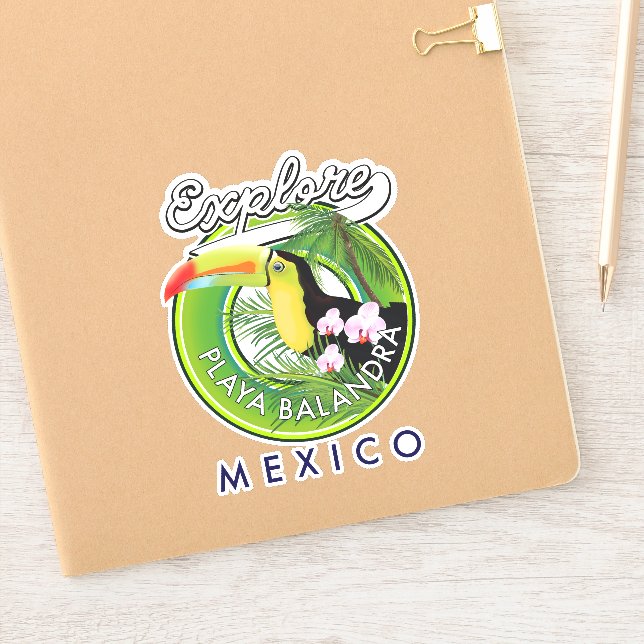 Pegatina Logo retro de Playa Balandra México (Cuaderno)