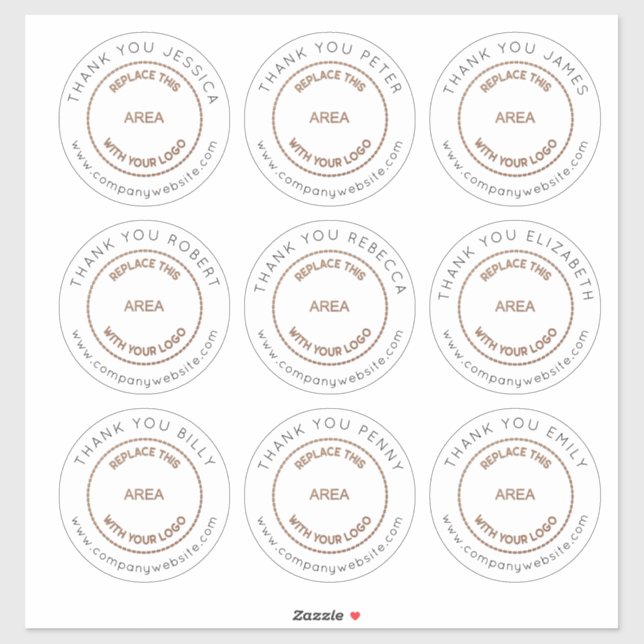 Pegatina Logotipo 9 Nombre individual grande Gracias Delega (Hoja)