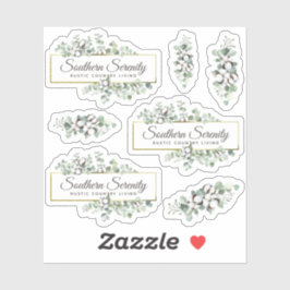 Pegatina Logotipo de algodón de color acuático rústico de 3