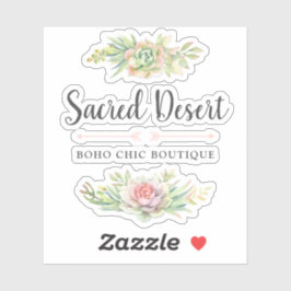 Pegatina Logotipo de Cactus del Desierto Rústico Suculento