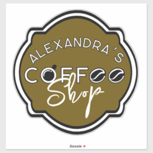 Pegatina Logotipo de cafetería personalizable para negocio 