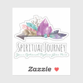 Pegatina Logotipo de cristales y acuarela de flecha en bohe