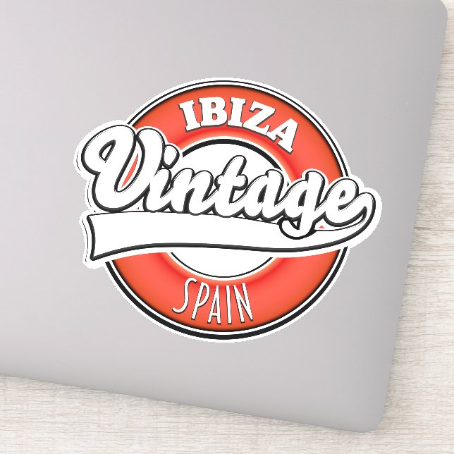 Pegatina logotipo de estilo vintage de Ibiza España (Detalle)