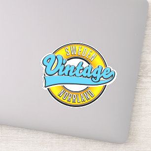 Pegatina logotipo de estilo vintage de Norrland Suecia