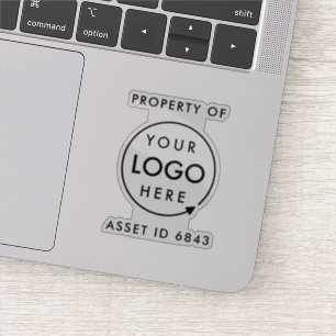 Pegatina Logotipo de Id. de activo   Propiedad de la empres